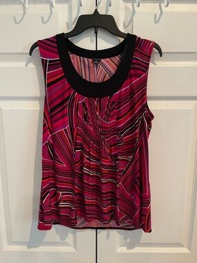 Rafaella Red and Pink Graphic Tank Top - Sleeveless Abstract Print